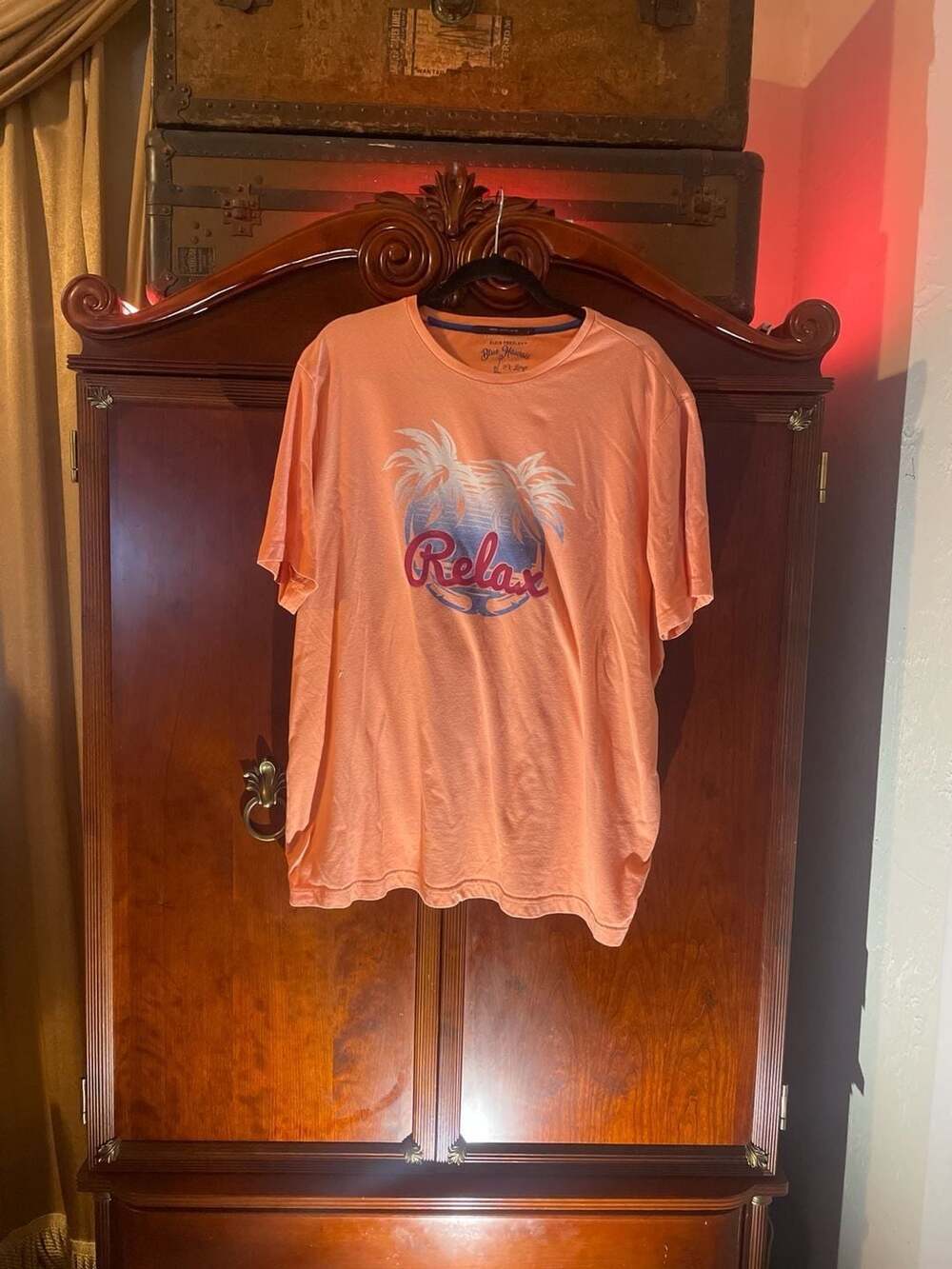 Elvis Presley Blue Hawaii Relax Graphic T-Shirt Peach Orange Size 2XL